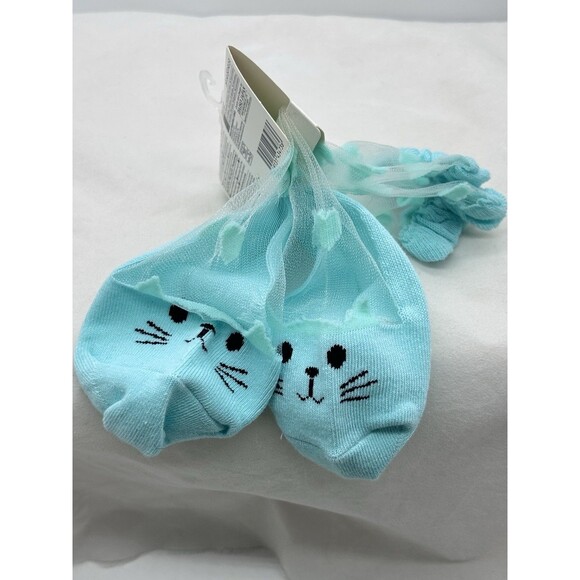 Daiso Womens See-Through Socks Cat Size US 5-7 Mint‎ Green - Picture 1 of 4